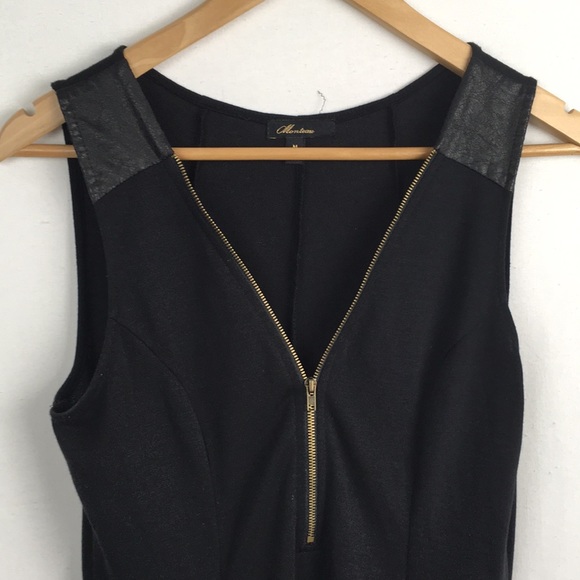 Hi-Lo Black Tank Dress with Faux Leather/Zipper - Picture 2 of 7